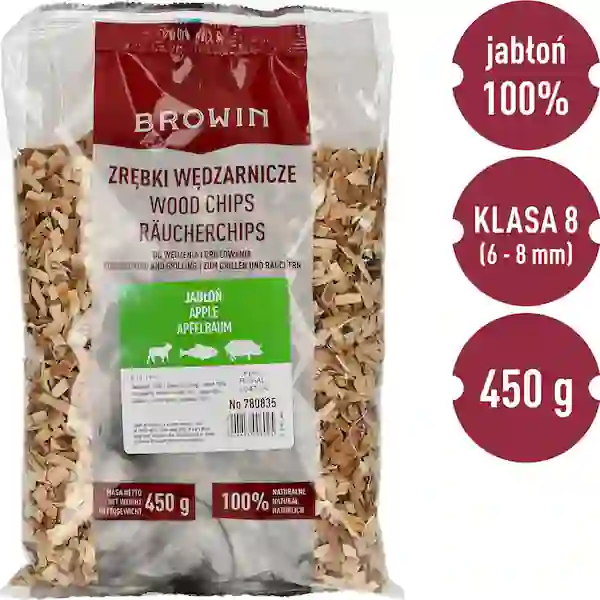 Zrębki do wędzenia/grillowania, jabłoń, 450 g, Browin