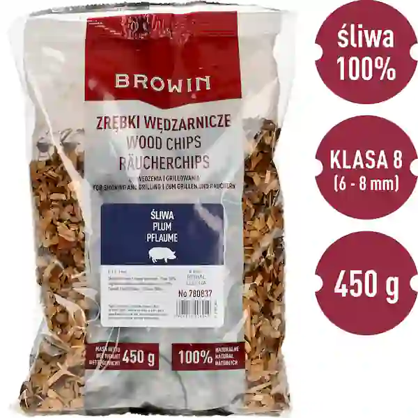 Zrębki do wędzenia, śliwa, 450 g, BROWIN